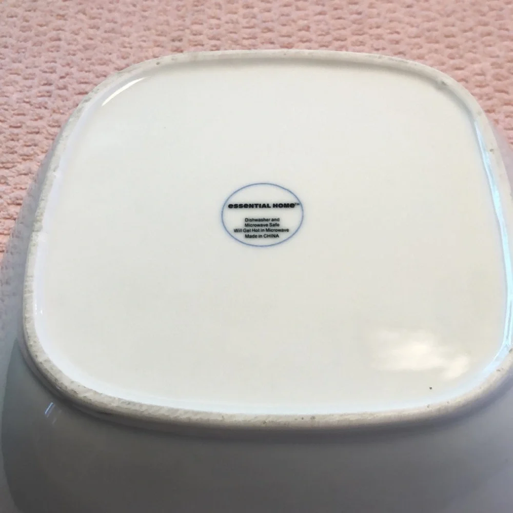 Essential Home White porcelain 9.75x3.5” square heavy bowl.